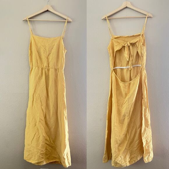 Anthropologie Cloth and Stone yellow open tie on the back midi dress - Picture 2 of 10